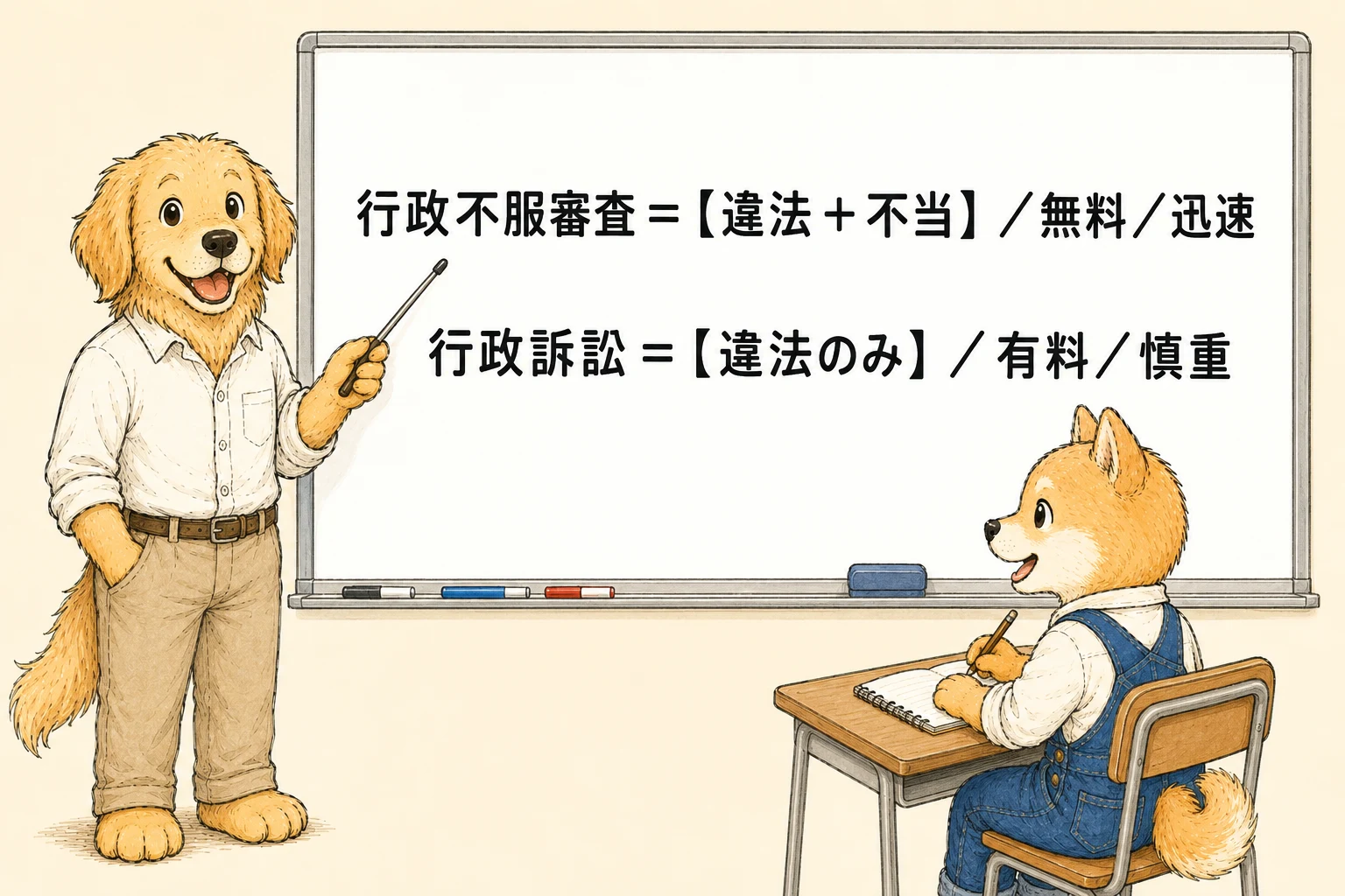 行政不服審査と行政訴訟の比較表