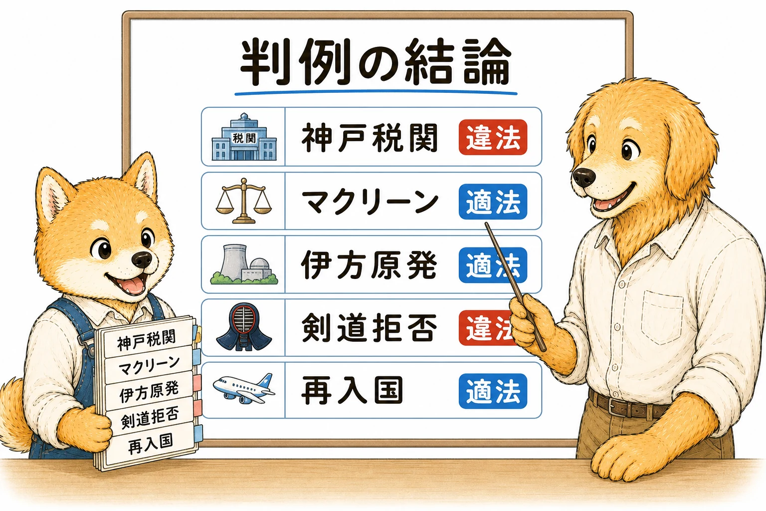 行政裁量に関する判例の結論を整理する漫画