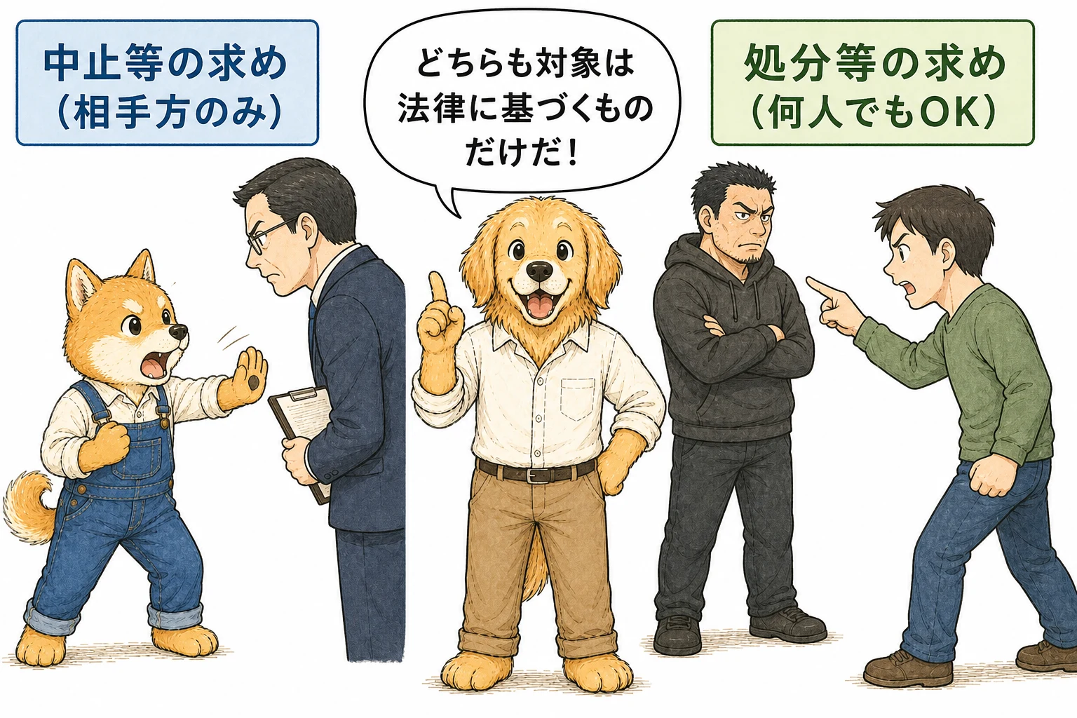 中止等の求めと処分等の求めの比較