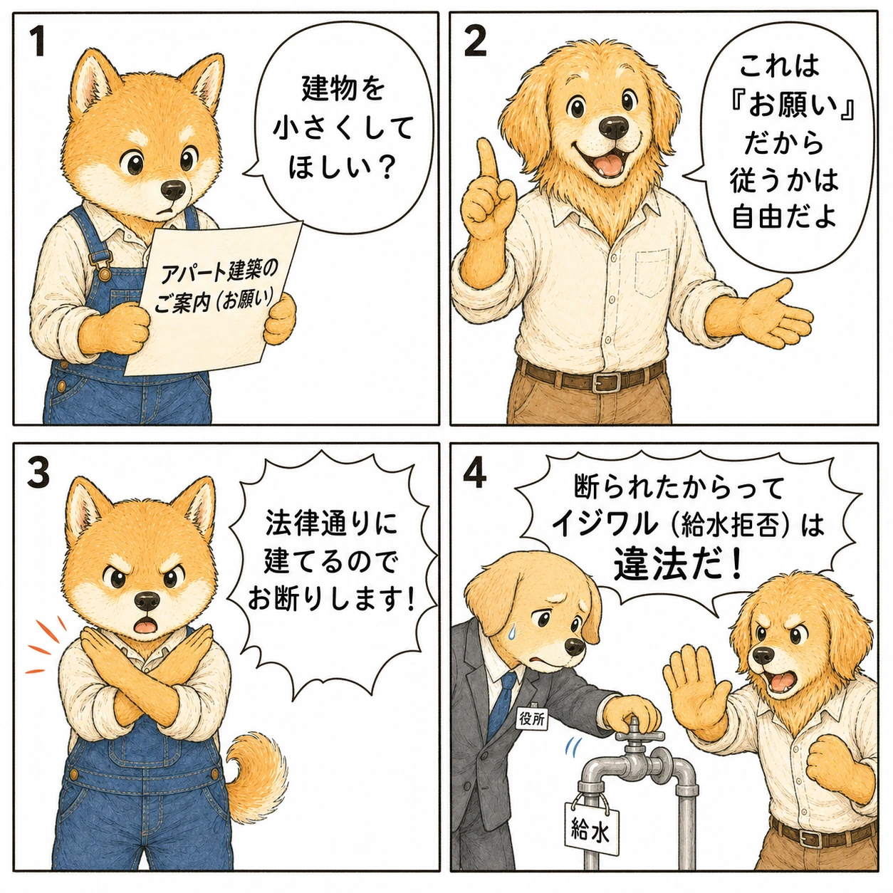 行政指導と拒否権を説明する4コマ漫画