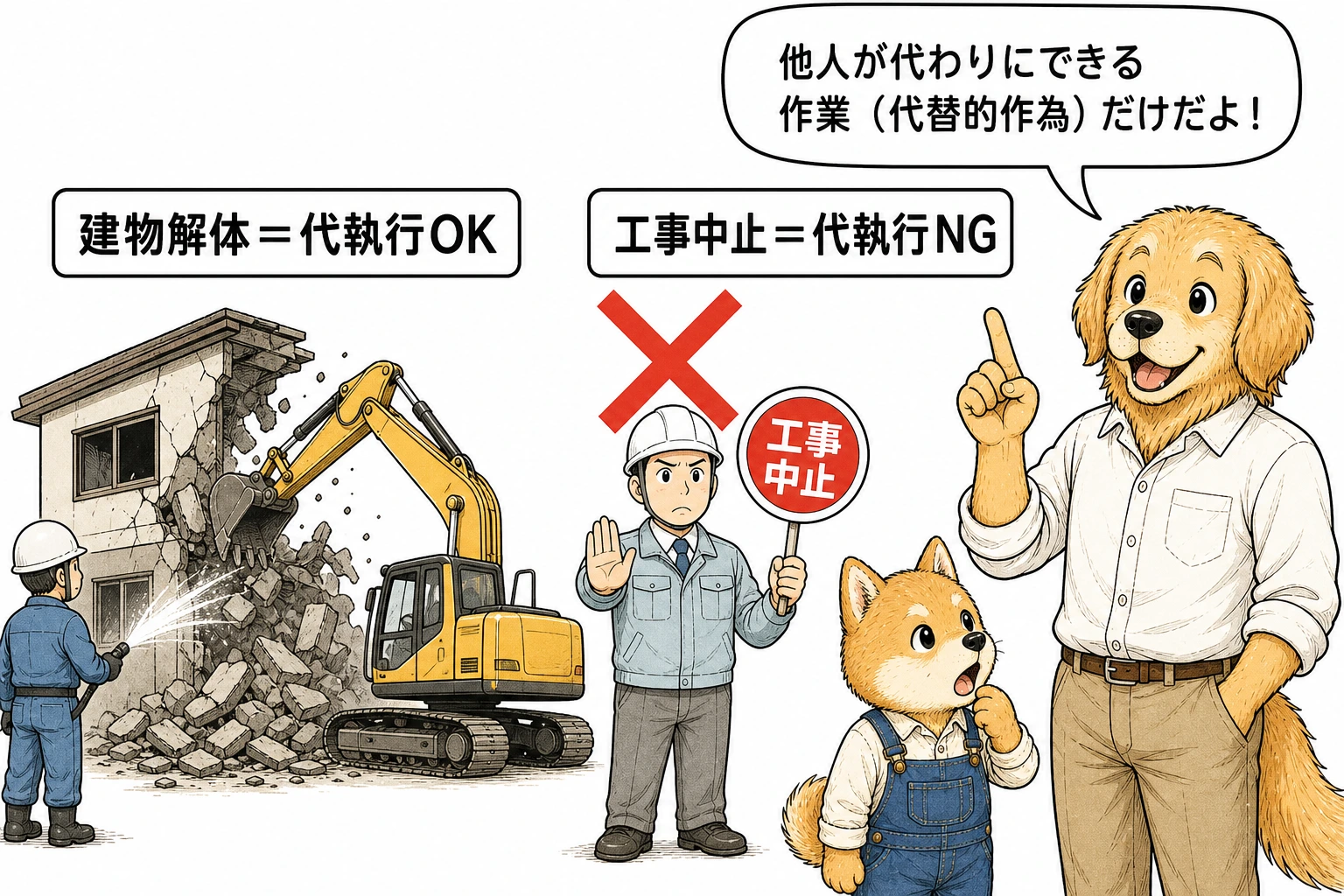 代執行ができる義務とできない義務を説明する一コマ漫画