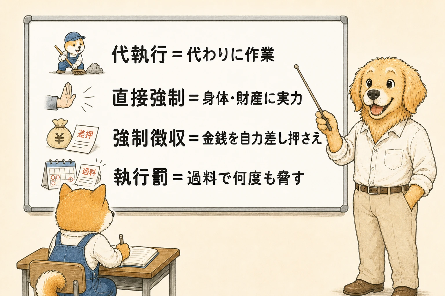 行政上の強制執行の4つの手段比較
