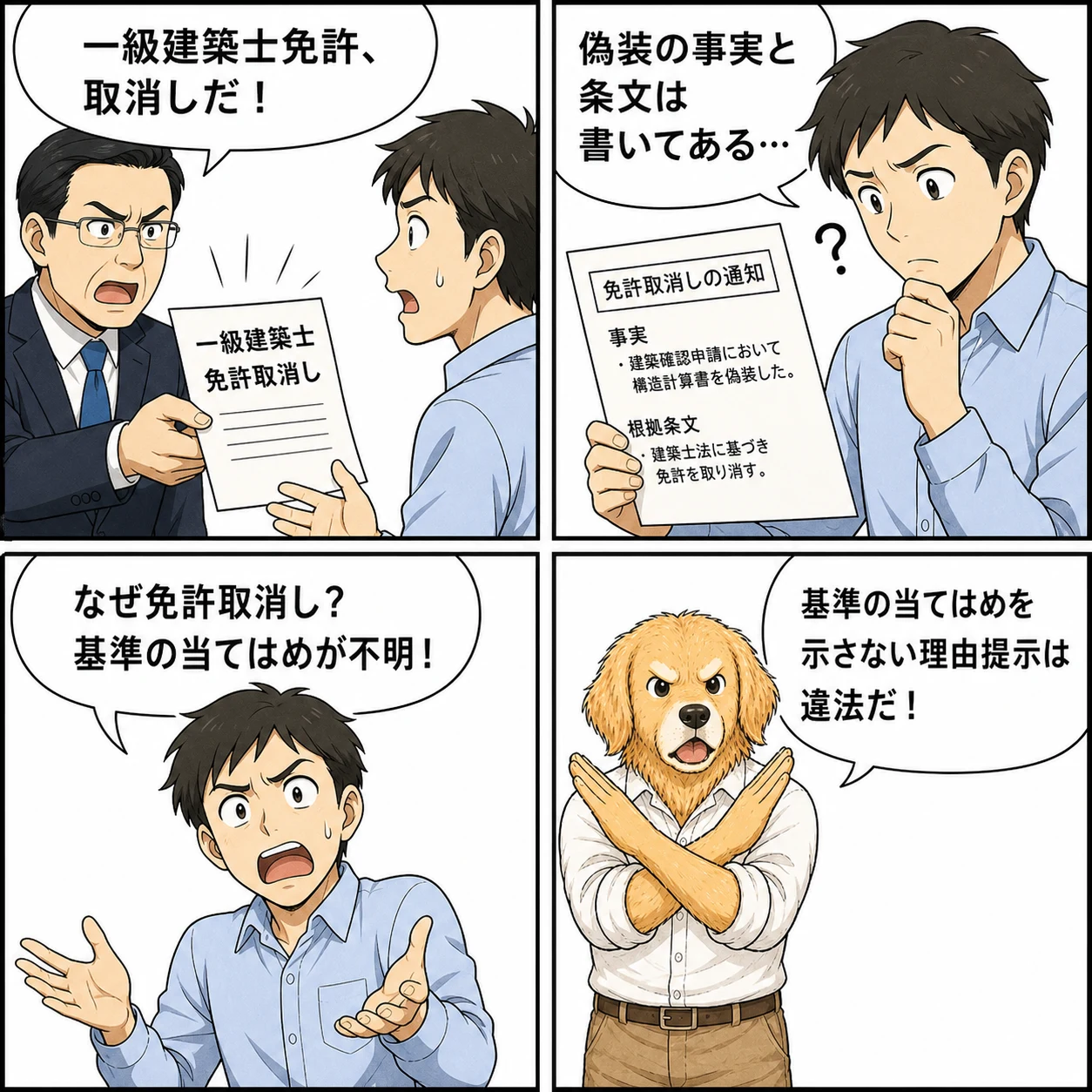 一級建築士免許取消処分事件の判例漫画