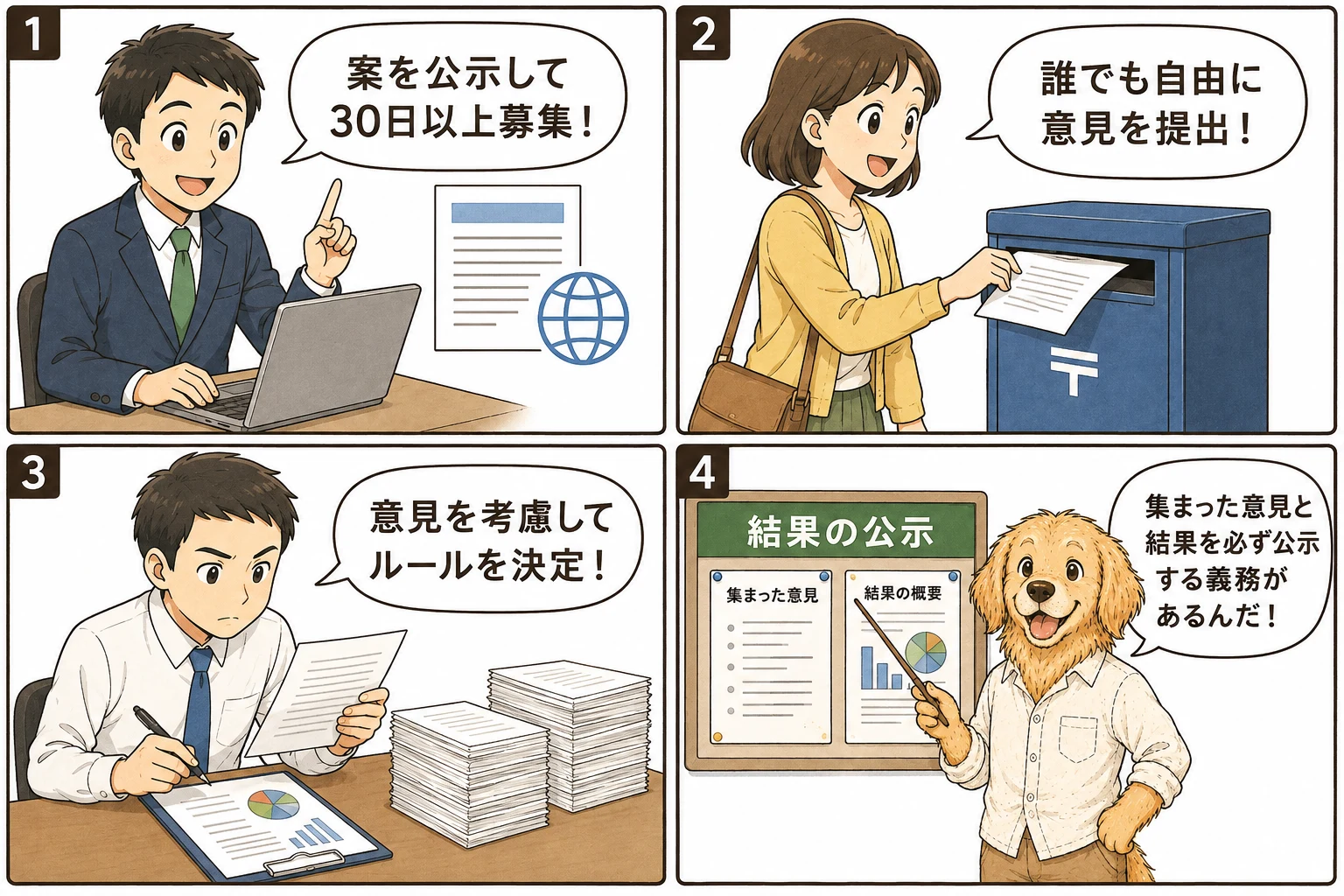 パブコメの手順と結果公示漫画