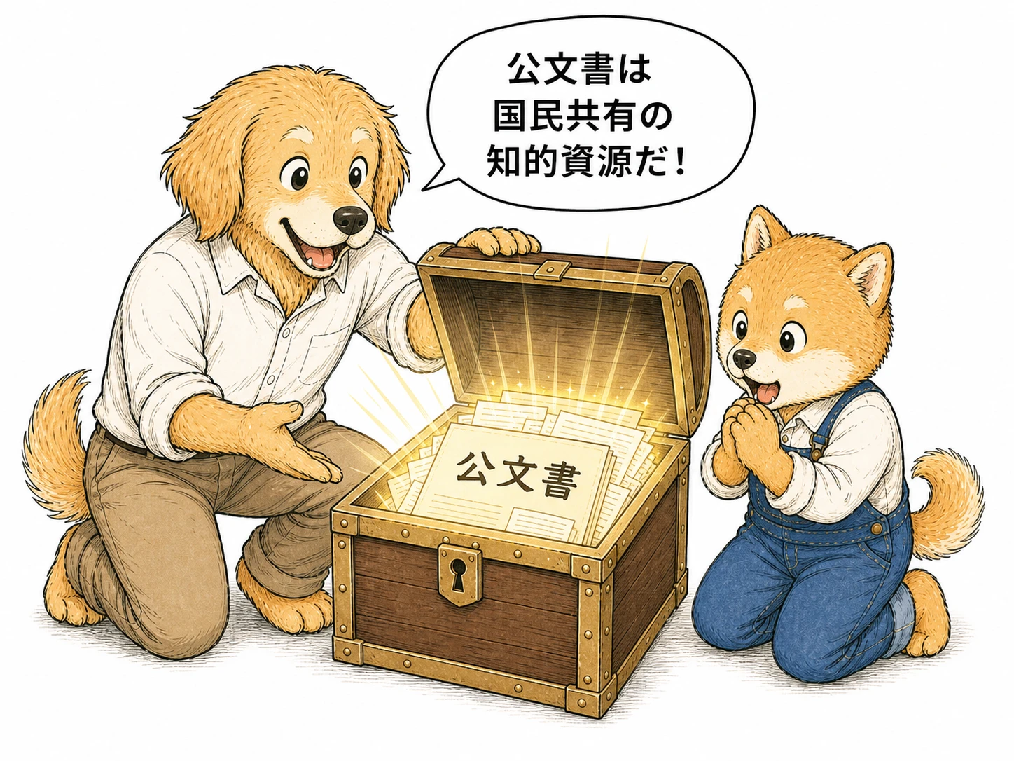公文書は国民共有の知的資源であることを説明するイラスト