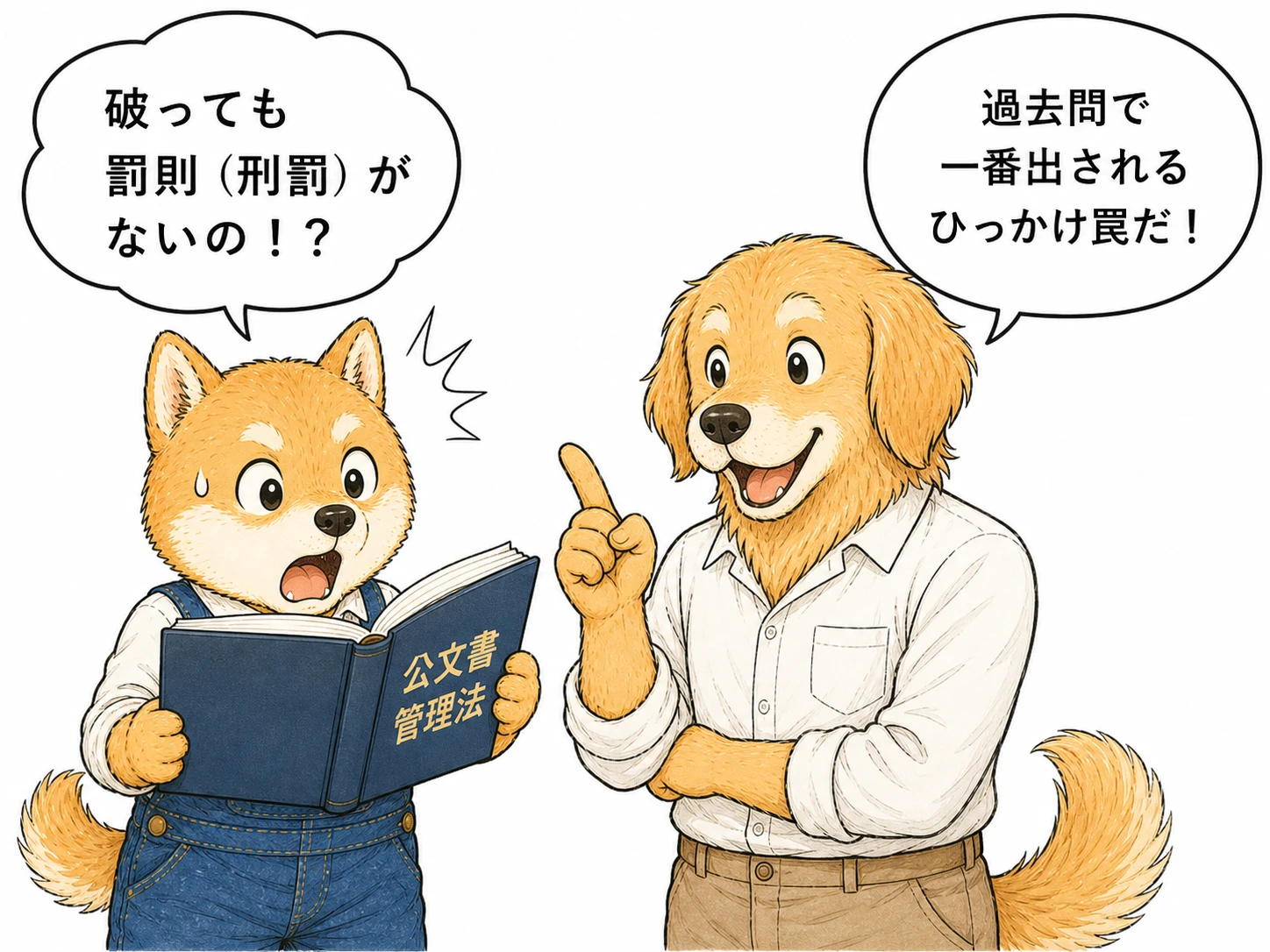 公文書管理法に罰則規定がないことを説明する一コマ漫画